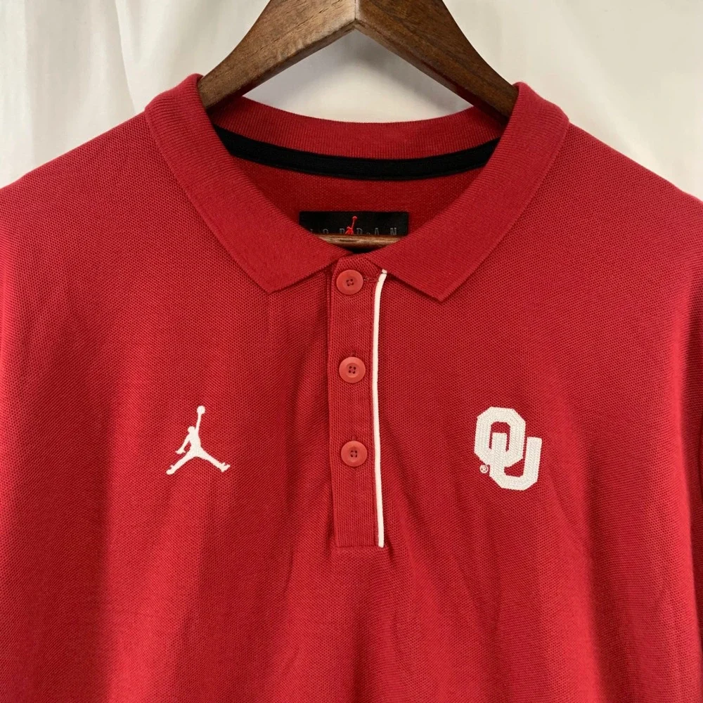 Jordan Polo Shirt Mens Medium Red Oklahoma Sooners OU‎ Jumpman CN9869-698